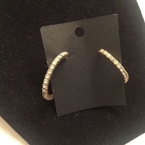 Silvertone Crystal Hoop Earrings